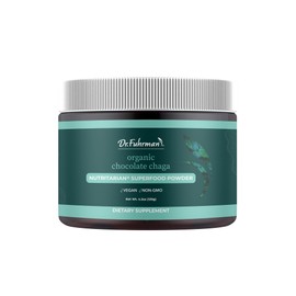 Dr. Fuhrman Chocolate Chaga Superfood Powder – Organic Cocoa + Chaga, Reishi, Maca & Lucuma – Vegan, Gluten-Free, Lightly Sweetened with Monk Fruit – No Added Sugar – 4.2 oz