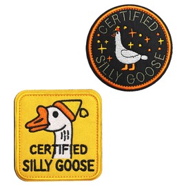 2 PCS Embroidered Patch Colorful Funny Goose Patch Cute Velcro Morale Patch Personality Silly Goose Patch for Backpack Jackets Jeans Hats Dog Harnesses DIY Applique Accessories