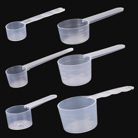 Dosierlöffel, 6 Stück Proteinpulver Kaffee Messlöffel, Enthält 3g, 4g, 20ml, 30ml, 40ml und 50ml Messlöffel, Transparente Messlöffel aus Kunststoff für Kaffee, Proteinpulver, Waschmittel