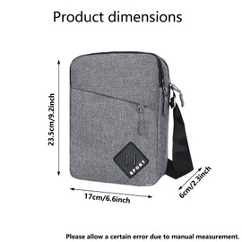 Geebymol Mens Shoulder Bag Nylon and Oxford Crossbody Bag, Messenger Bag with Zipper and Adjustable Strap, Mens Gifts for Fathers Day (Grey)