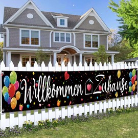 Welcome Home Background Banner Decoration - Welcome Home Decoration, Family Return Colourful Garland, Black Welcome Banner for Boys Girls Baby Family Celebrations Party Decoration 37 x 274 cm