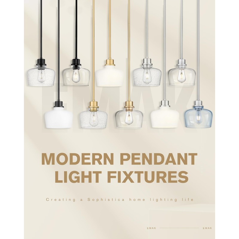 Emak 8 Inch Pendant Lights Kitchen Island, Modern Brushed Nickel