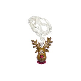 Miniblings Rentier Weihnachten Halskette - Handmade Modeschmuck I Kette mit Anhänger Länge: 45cm - Kopf Glitzer Hirsch Elch