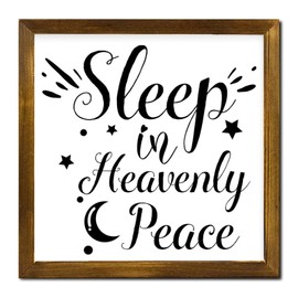 Framed Wood Sign Plaque Sleep in Heavenly Peace Wood Wall Plaque Positive Inspirational Quote Wood Framed Sign Family Quote Vintage Wall Hanging Art Plaque for Living Room Kitchen