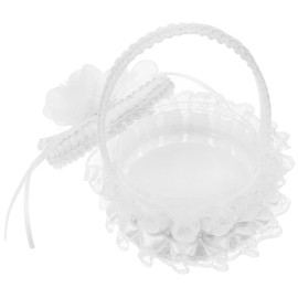 WHAMVOX Creative Wedding Flower Girl Basket with Pearl Handle Elegant Embroidered Ring Box for Safe Storage for Ceremonies and Valentines Day Celebrations