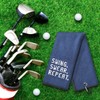 DYJYBMY Swing Swear Repeat Funny Golf Towel, Embroidered Navy Blue