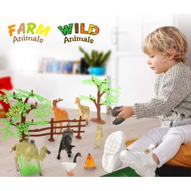 JAMARA 460476 Animal Play Set Farm Animals 3.5 20-Piece Ideal Accessory for Any Toy Farm, Loving Details, Promotes Role Play and Imagination, Height: 30-95 mm, Multi-Coloured
