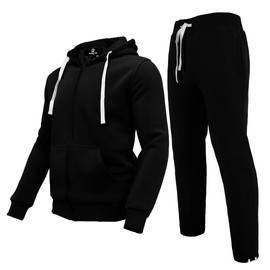 R RAMBLER 1985 Mens Tracksuit 2 pieces Thick Fleece Hooded Sweatsuit set for big and tall men,casual Outfit warm jogging suit out sportwear(black,2xl)