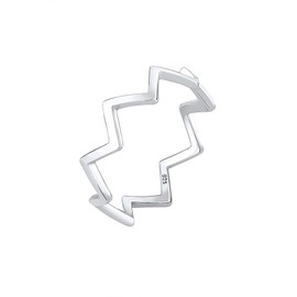 Elli Edgy Trend Blogger Women's Ring Geo Zig Zag Square in 925 Sterling Silver, Facet cut, No Gemstone