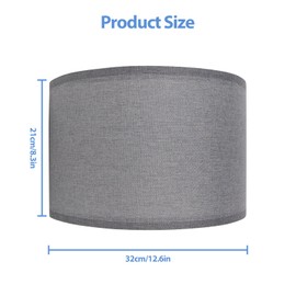 Filltown Lamp Shades for Table Lamps, Drum Light Shade 12.6" Diameter x 8.3" High Lamp Shades for Lampshades for Floor Lamps, Light Shade Bedroom, Harp Not Included, 2PCS - Grey
