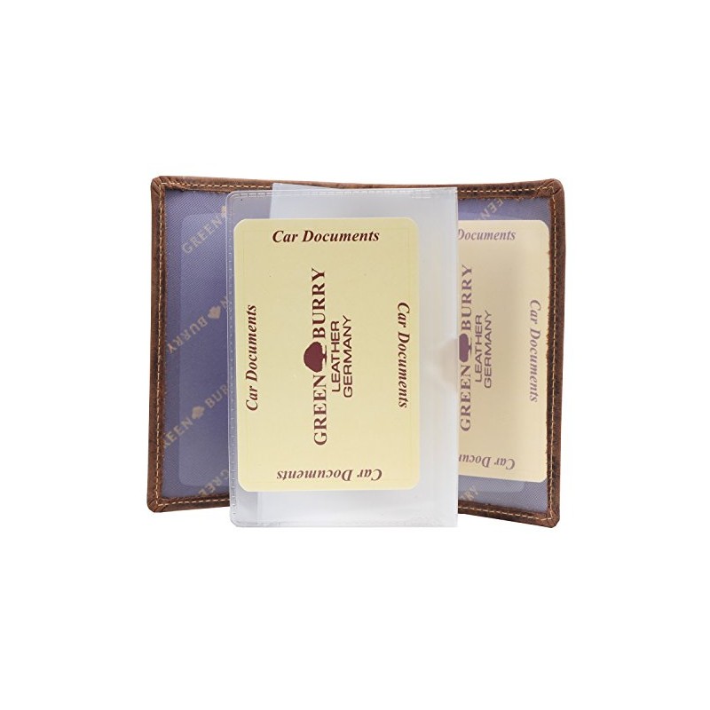Greenburry Vintage Bone Head BH02 Leather ID Card Holder Brown,