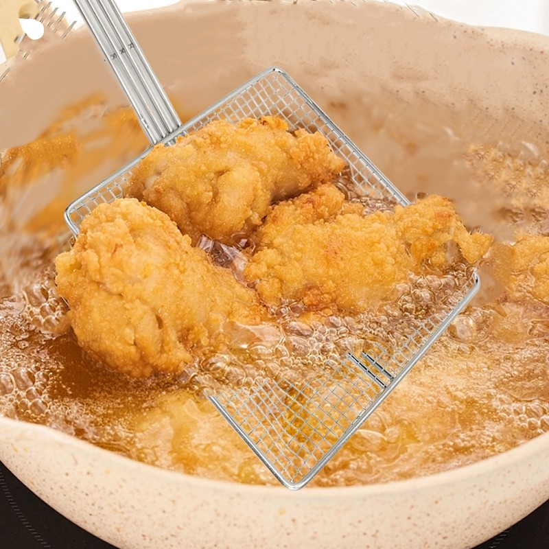 Stainless Steel Square Strainer Skimmer Ladle for Cooking Frying Kitchen