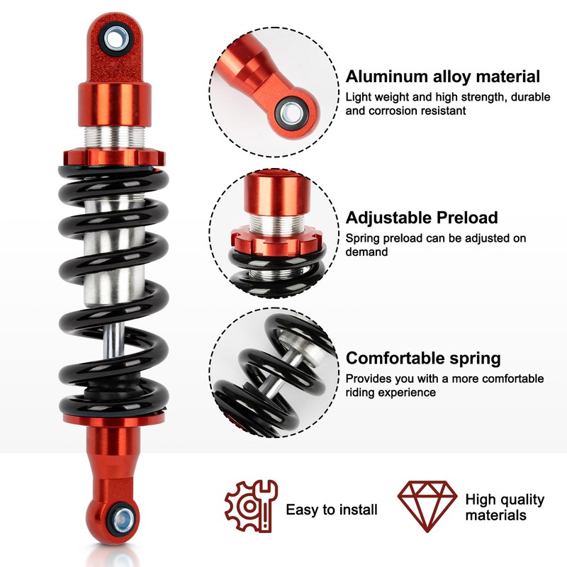PSLER Updated 280mm Adjustable Motorcycle Rear Shocks Absorber Suspension -