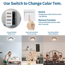 DAKASON 2Pack LED Flush Mount Ceiling Light Fixture, 13” 20W On/Off Switch to Select 3000K/4000K/5000K, Dimmable Ceiling Lamp for Kitchen, Living Room, Hallway, Oil Rubbed Bronze