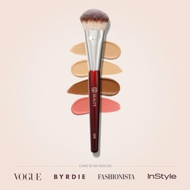 BK BEAUTY BROCHAS - 109 MINI BASE CONTORNEADA - Brocha facial para bases líquidas o en crema - Brocha de maquillaje para bronceador, rubor e iluminado