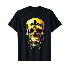 Fleur De Lis Mardi Gras Skulls Men Women Girls Boys Outfit T-Shirt
