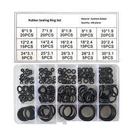 VEDA 200 Pcs 15 Different Sizes Nitrile Sealing Ring Set Black O Rings Assortment Faucet Gasket O Ring Seal Rubber for Mixer Tap and Plumbing