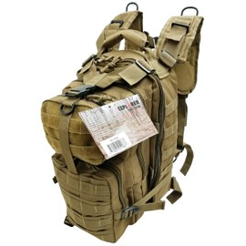 EXPLORER Tactical Assault Pack - Combat Rucksack - 17" Military MOLLE Backpack 27L Coyote Tan