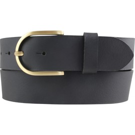 BELTINGER Women's belt made of full buffalo leather, 4 cm, jeans belt for women with golden belt buckle, 40 mm, leather belt made of buffalo leather, 4 cm, Black, Gold