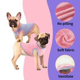 LyssKMK 2PCS Summer Dog Tank Top Puppy Quick Dry Sleeveless Vest Stretchy Cotton Dog Shirt Outfits for Small Middle Large Size Dog (Purple+Pink) L