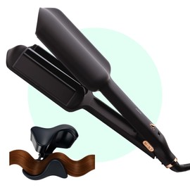 MINT Double Barrel Mermaid Hair Waver for Long Hair | Ionic Deep Waver Tool Creates Volume & Large Beach Waves | Wave Crimper Tool | Waving Iron with Adjustable Temperature