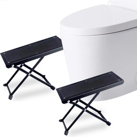 XSHANG One Pair Folding Squatting Stool | Multi-Function Foldable 5-9"" Height Squatting Toilet Step Stool | Multi-Function Toilet Stool Portable Step for Home Bathroom (Black)…