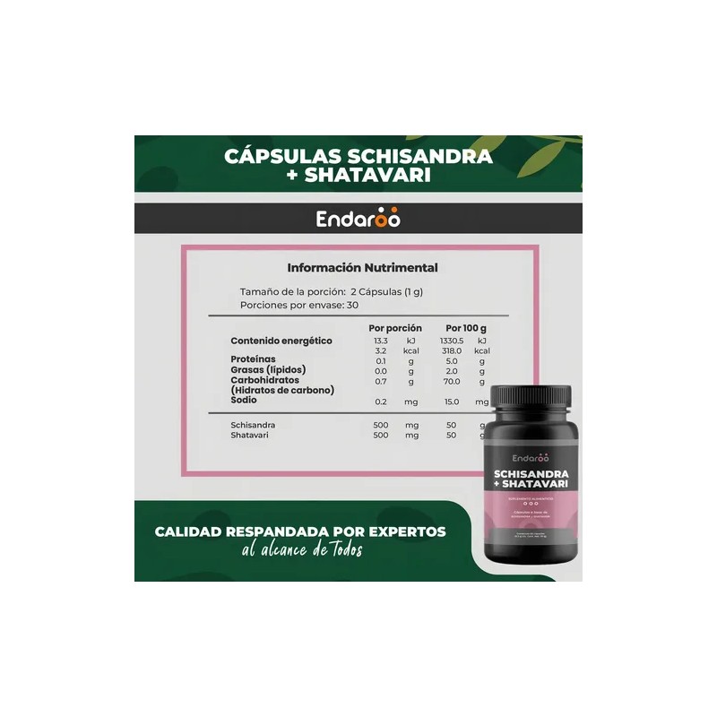Schisandra Y Shatavari 500 Mg 60 Cápsulas Naturales