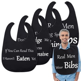 Zhanmai 4 Pcs Funny Large Adult Bibs Washable Dining Clothing Protectors for Women Men Eating Feeding (Elegant Style)