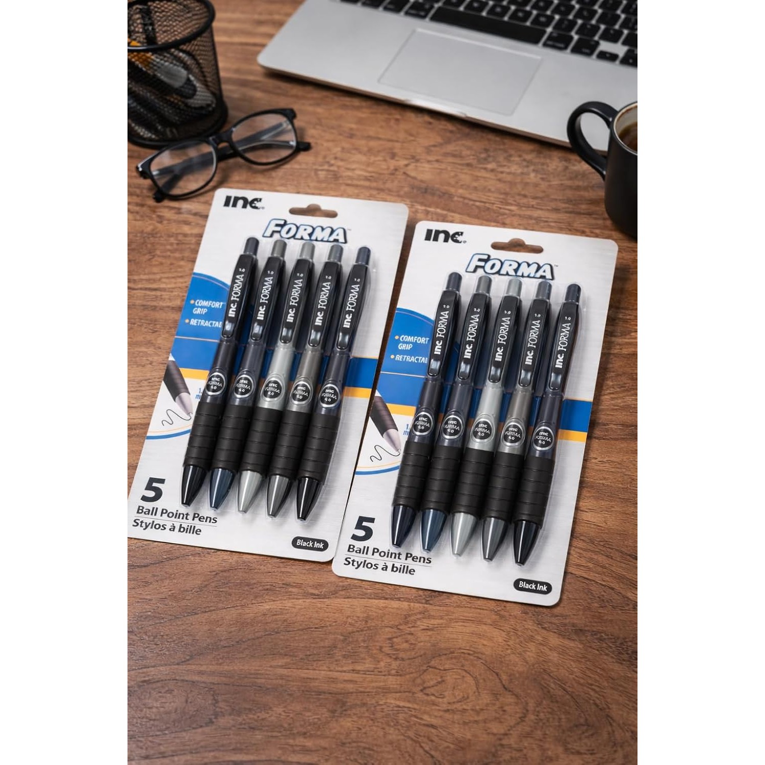 INC FORMA Retractable Ballpoint Pens - Black and Blue Ink, 1.0 mm Tip ...