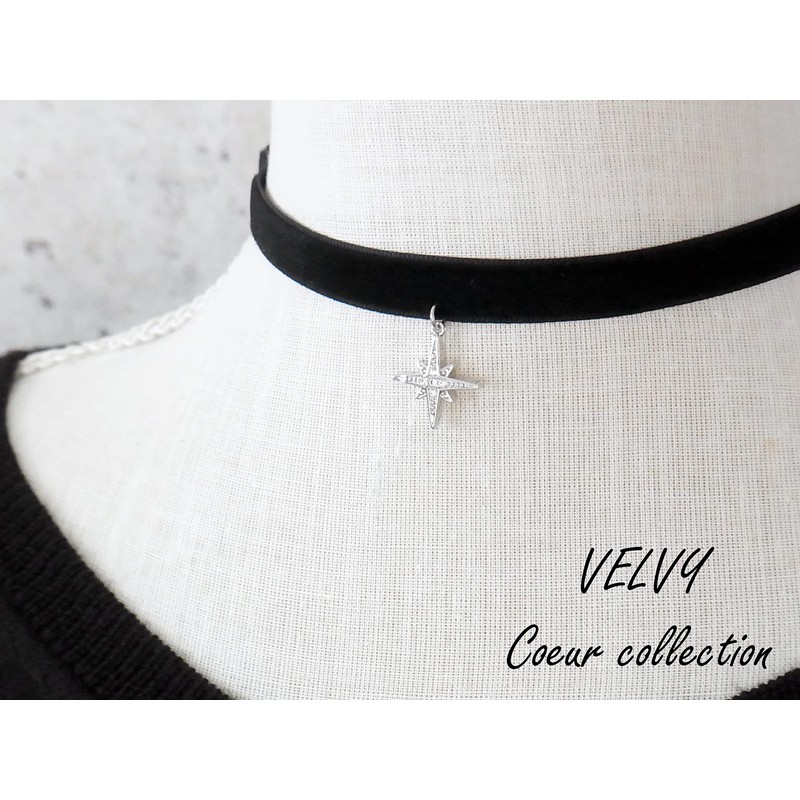 Velvy c233 Original Star Cross Black Simple Choker Women's Necklace,