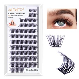 Individual Eyelashes, 72 Pieces, Curl Mix, 8-16 mm, DIY Lash Clusters for Beginners, Reusable Eyelash Clusters, Individual Eyelashes for Eyelash Extension at Home Extension, Super Thin Band and