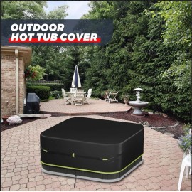 Safana NEW SAFANA HOT TUB COVER SQUARE 93”X93” BLACK WATERPROOF WINDPROOF