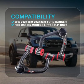 Autoptzxd Front Upper Control Arms with Ball Joint for 2019 2020 2021 2022 2023 Ford Ranger, 2-4" Lift Suspension Kit Adjustable Tubular Control Arms 2pcs