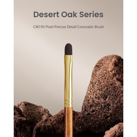 Desert Oak Series Pixel-Precise Detail Concealer Brush - Micro Teardrop Head for Acne Scars & Dark Spots, Sustainable Bubinga Handle (CM 195)