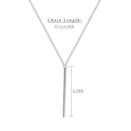 LittleB Vertical Bar Pendent Necklace Silver Decorative Long Necklaces Chain Prom Jewelry for Women and Girls (Silver)