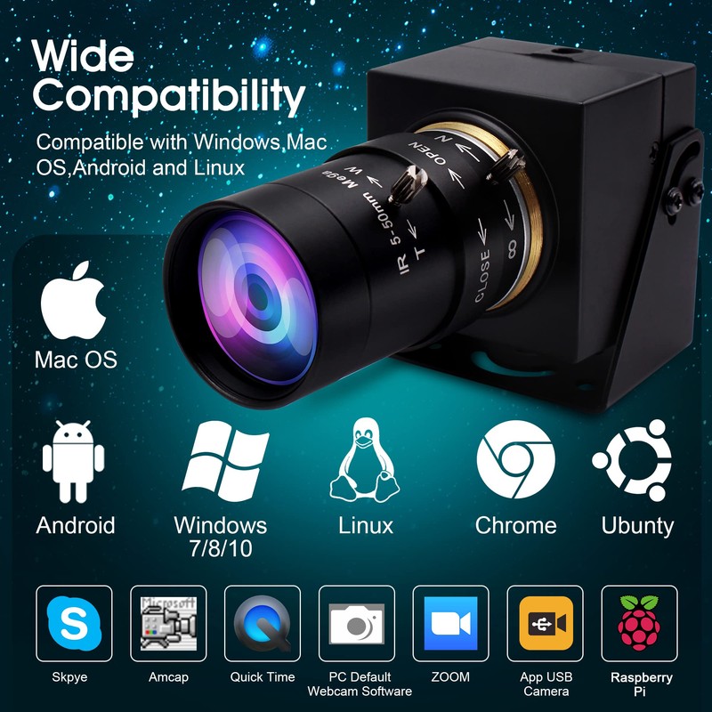 ELP 4K USB Camera Ultra HD 2160P Webcam Variable Focus