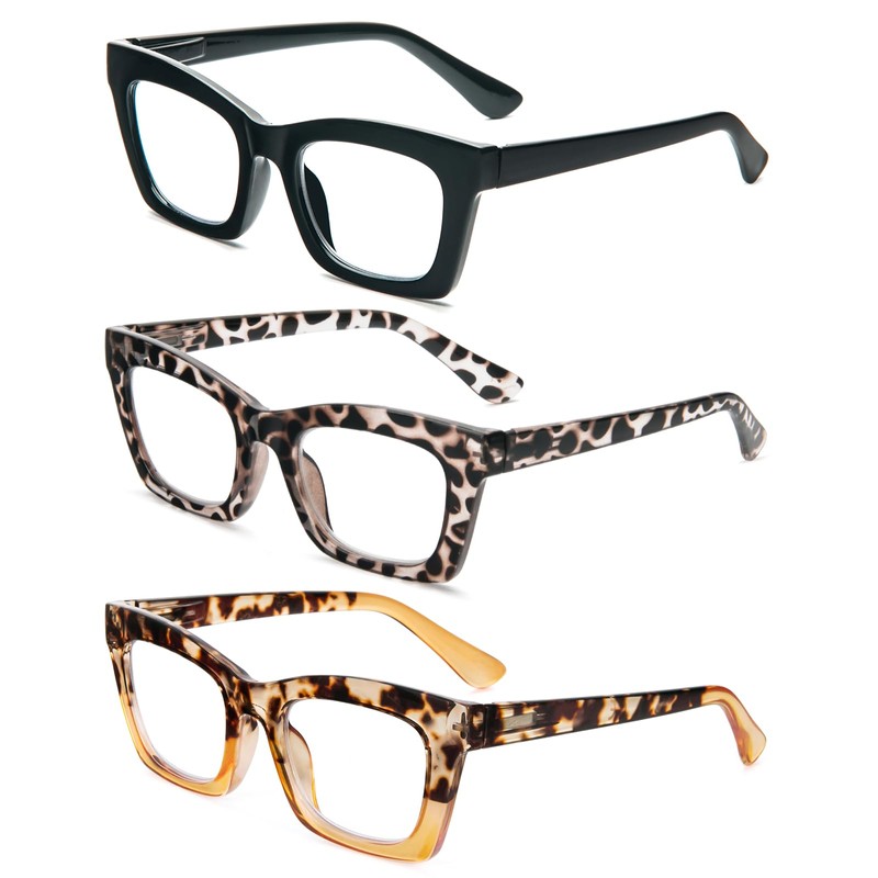 Kodilin 3er Pack Vintage Oversize Square Frame Large Retro Square