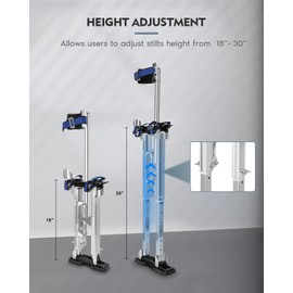 GCCSJ 18''-30'' Stilts for Adults Adjustable Heights Aluminum Work Stilts with Protective Knee Pads for Sheetrock Drop Ceiling Painting Painter or High Shrub Trimming
