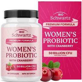 Womens Probiotic with Cranberry | 50 Billion CFU for Gut Health, Bloating Relief & Digestive Support | With Cranberry for Vaginal Health | Gut Health Supplements for Women | Made in Canada | 60 Ct.