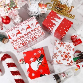 Dtiafu Red Christmas Wrapping Paper 6 Funny Holiday Style Gift Wrap Paper Bulk Santa Ugly Reindeer Dabbing Snowman Tree and Snowflake for Party Vacation Boys Girls, 20 X 28 Inches, Folded Flat (6 Sheet)