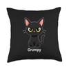 Cat Lovers Sarcastic Grumpy Black Cats Attitude Throw Pillow