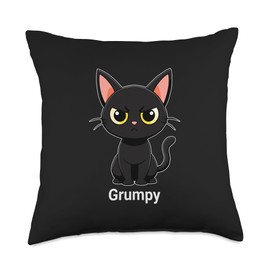 Cat Lovers Sarcastic Grumpy Black Cats Attitude Throw Pillow