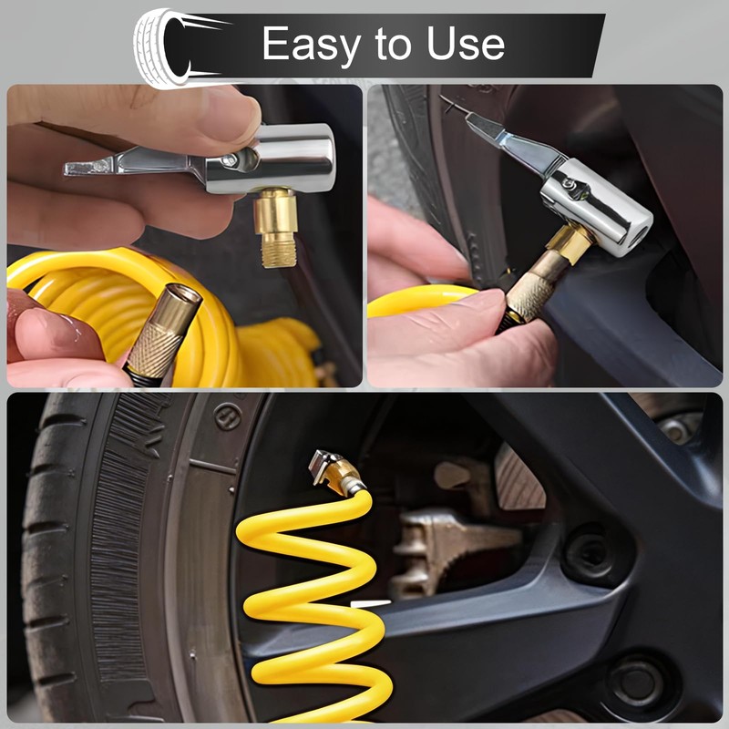3PCS Brass Tire Air Chucks, Quick Release Tyre Inflator Adaptor,