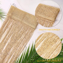 Set of 2 String Curtains, Glittering, No Fading, Blindfold, High Density, Room Dividers, 100x200cm, Champagne