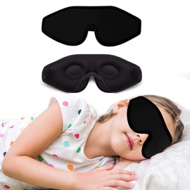 Sleep Mask for Kids with Blockout Light - Memory Foam 3D Contoured Eye Mask - Eye Cover & Travel Sleep Mask, Blindfolds for Kids, Girls, Boys (Black)