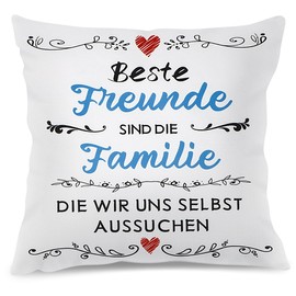 Komoke Kissenbezug Bester Freund - Personalisiertes Geschenk für Männer & Freunde - Geburtstagsgeschenk-Idee mit Spruch (45x45 cm) - Hochwertiges Zierkissen für Beste Freunde (Geschenk für Freund)