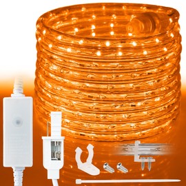West Ivory 381LEDs, 50ft Orange Outside LED Rope Light, 8 Modes, Connectable Outdoor Permanent Waterproof Accent Exterior Lighting, PVC Case, Holiday, Backyard Patio, Home Garden, Decorative