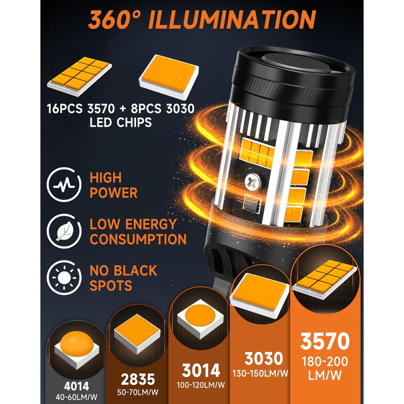 Amber LED Front/Rear Turn Signal Light Bulbs Fit for Chevy