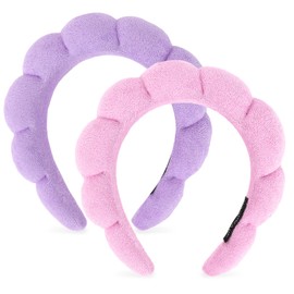 Araluky Women Spa Headband for Washing Face, Makeup, Skincare - Puffy Sponge Terry Cloth Headband for Girls, Makeup Removal, Shower