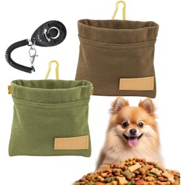 Juego de 2 Bolsas, Bolsa de Golosinas para Perros, Silbato para Perros 3 Piezas, Bolsas de Premios para Perros, Diseño Manos Libres con Hebilla Metálica, Ideal para Adiestramiento